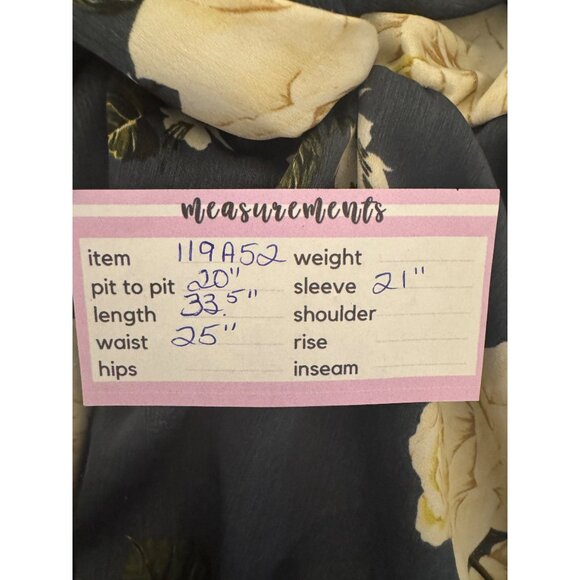 Exceptional Zara Floral Small Wrap DRESS Blue/Dark Gray Ivory Roses - Picture 15 of 16